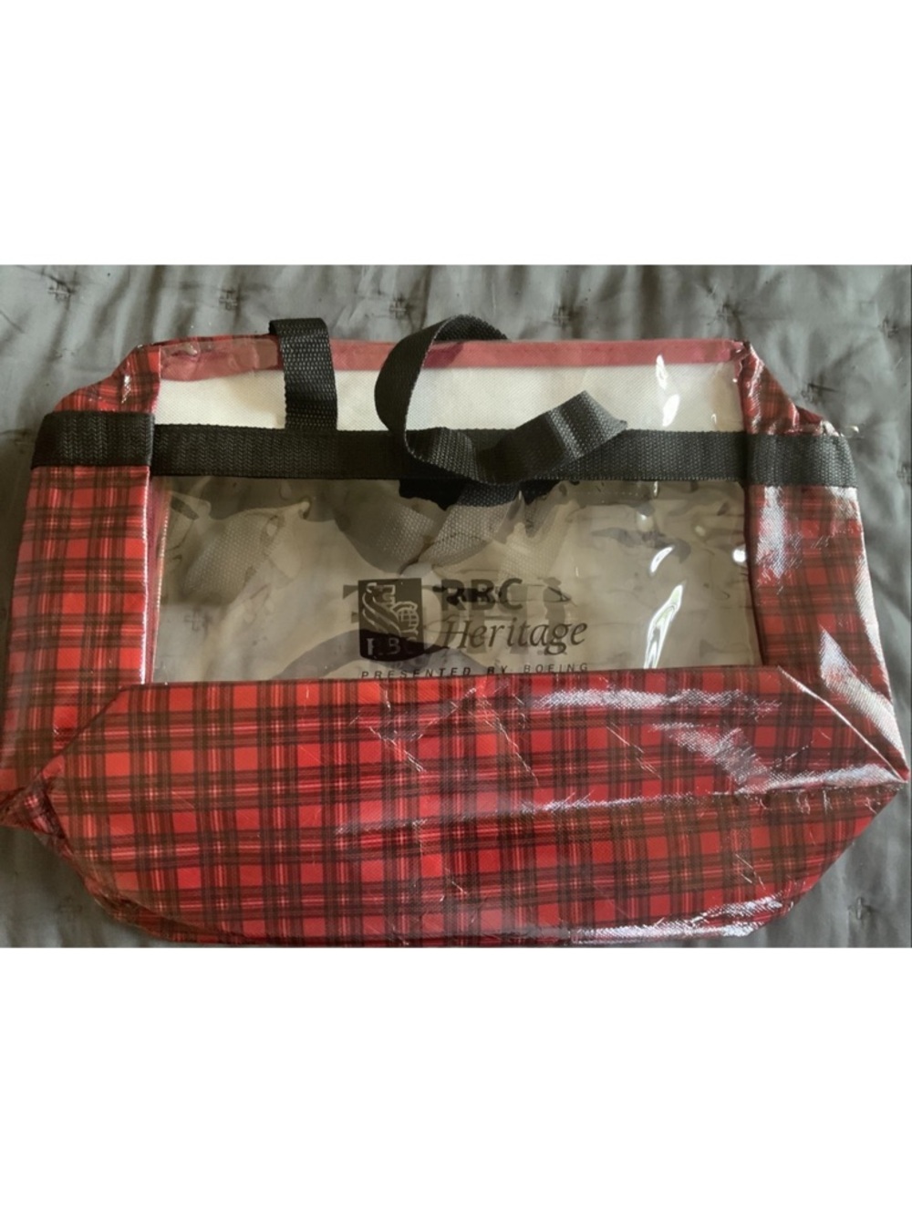 RBC Heritage Clear Tote with Red Plaid Trim